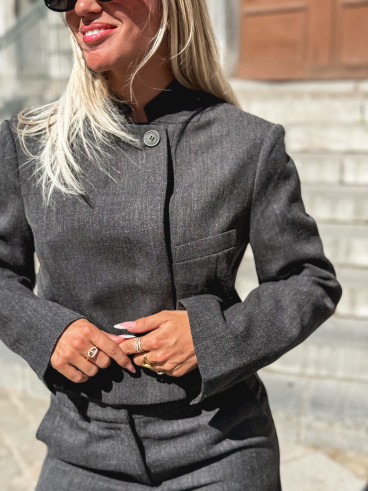 Blazer court Adalée - Gris chiné