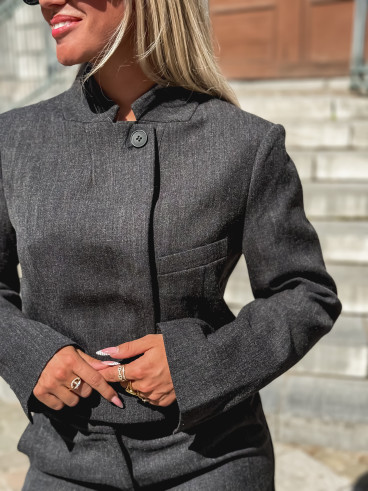Blazer court Adalée - Gris chiné