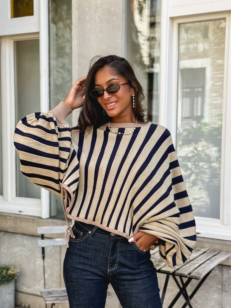 Pull Elina - Doré/ Bleu marine