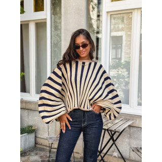 Pull ligné Armance - Doré/ Bleu marine