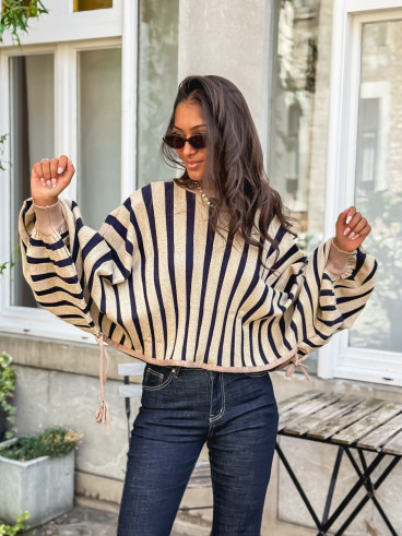 Pull Elina - Doré/ Bleu marine