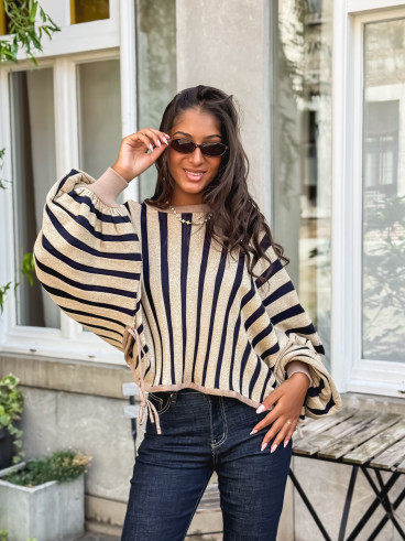 Pull Elina - Doré/ Bleu marine