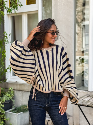 Pull Elina - Doré/ Bleu marine