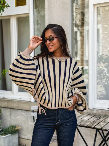 Pull Elina - Doré/ Bleu marine