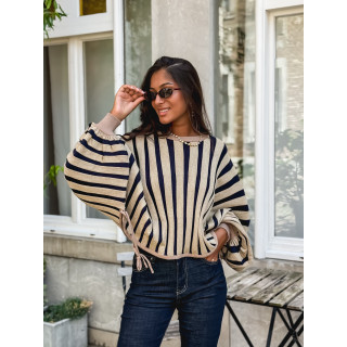 Pull ligné Armance - Doré/ Bleu marine