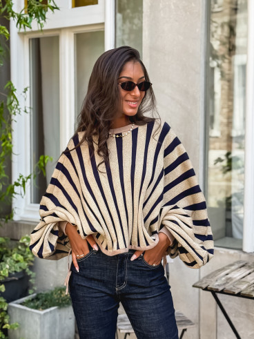 Pull Elina - Doré/ Bleu marine