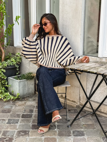 Pull Elina - Doré/ Bleu marine