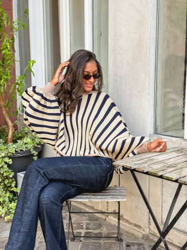 Pull Elina - Doré/ Bleu marine
