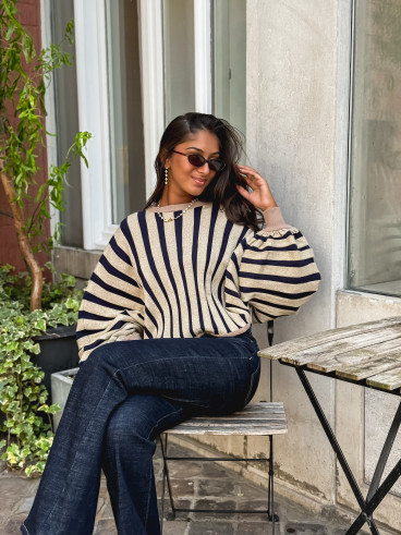 Pull Elina - Doré/ Bleu marine