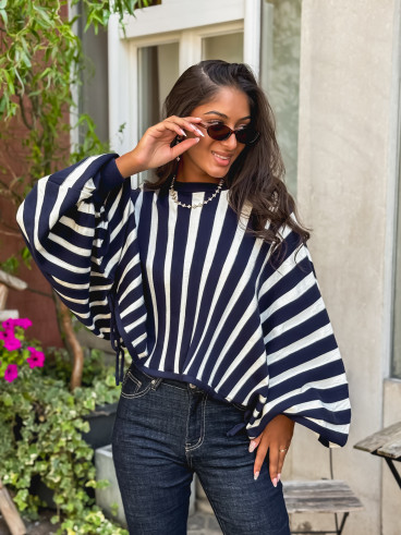 Pull ligné Armance - Bleu marine Pull ligné Armance - Bleu marine