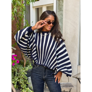 Pull ligné Armance - Bleu marine