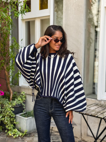 Pull ligné Armance - Bleu marine Pull ligné Armance - Bleu marine