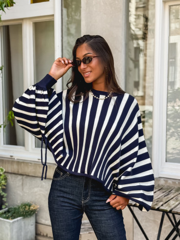 Pull ligné Armance - Bleu marine Pull ligné Armance - Bleu marine