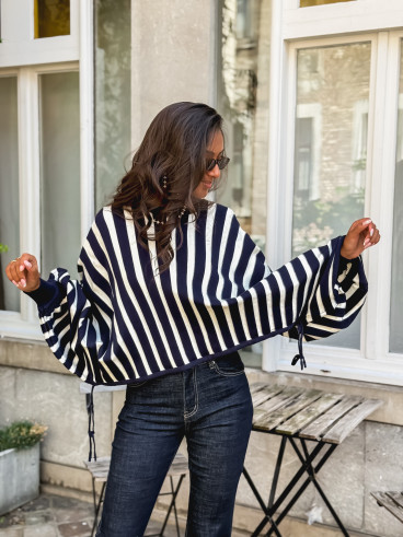 Pull ligné Armance - Bleu marine Pull ligné Armance - Bleu marine