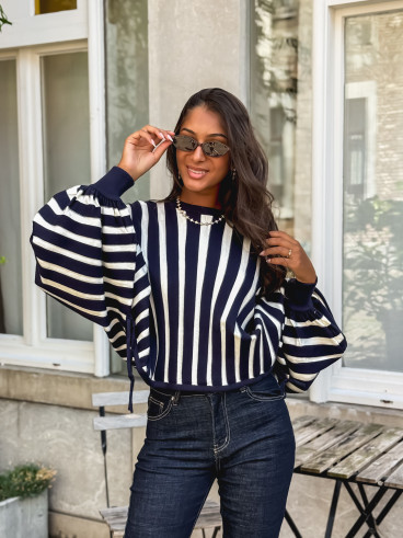 Pull ligné Armance - Bleu marine Pull ligné Armance - Bleu marine