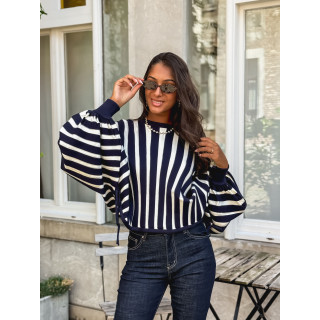 Pull ligné Armance - Bleu marine