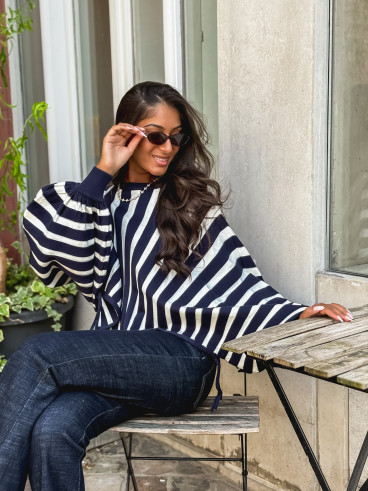 Pull ligné Armance - Bleu marine Pull ligné Armance - Bleu marine