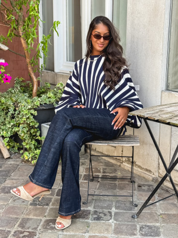 Pull ligné Armance - Bleu marine Pull ligné Armance - Bleu marine