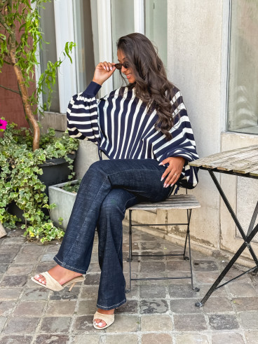 Pull ligné Armance - Bleu marine Pull ligné Armance - Bleu marine