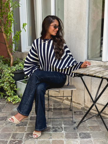 Pull ligné Armance - Bleu marine Pull ligné Armance - Bleu marine