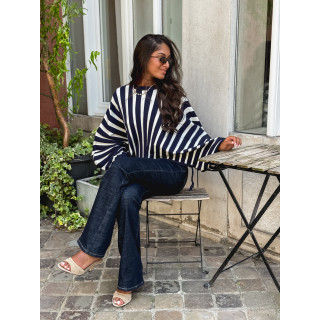Pull ligné Armance - Bleu marine