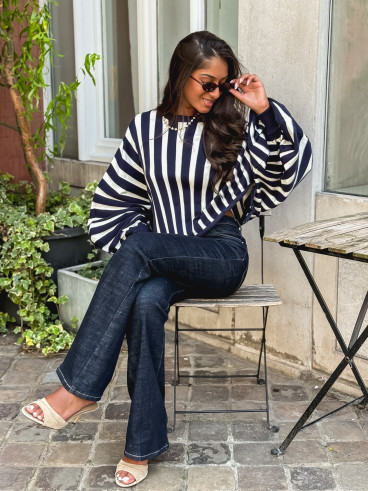 Pull ligné Armance - Bleu marine Pull ligné Armance - Bleu marine
