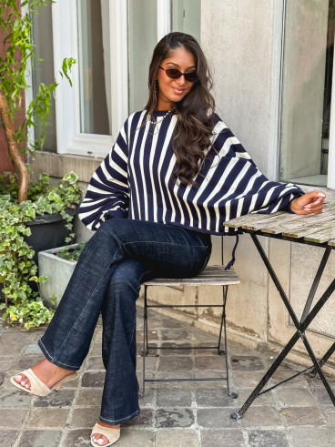 Pull ligné Armance - Bleu marine Pull ligné Armance - Bleu marine