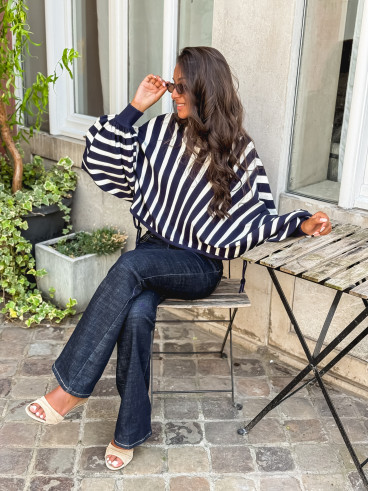 Pull ligné Armance - Bleu marine