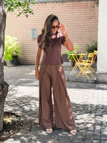 Pantalon à carreaux Pia - Chocolat Pantalon à carreaux Pia - Chocolat