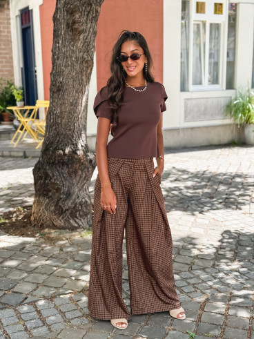 Pantalon à carreaux Pia - Chocolat Pantalon à carreaux Pia - Chocolat