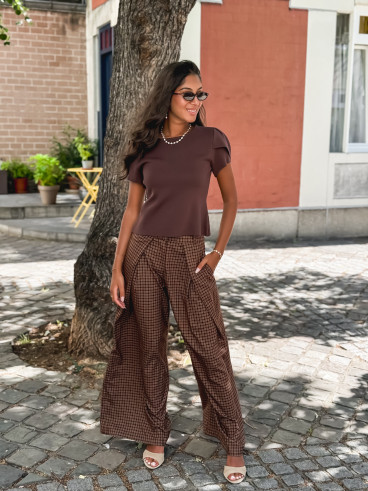 Pantalon à carreaux Pia - Chocolat Pantalon à carreaux Pia - Chocolat