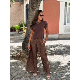 Pantalon à carreaux Pia - Chocolat
