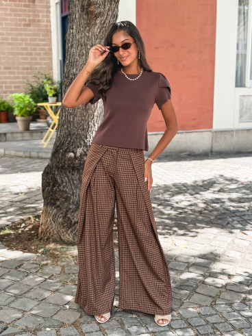 Pantalon à carreaux Pia - Chocolat Pantalon à carreaux Pia - Chocolat