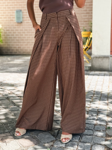 Pantalon à carreaux Pia - Chocolat Pantalon à carreaux Pia - Chocolat