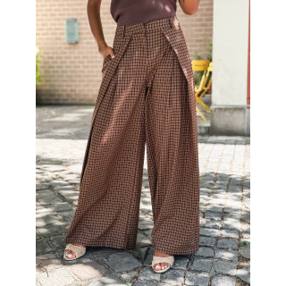 Pantalon à carreaux Pia - Chocolat