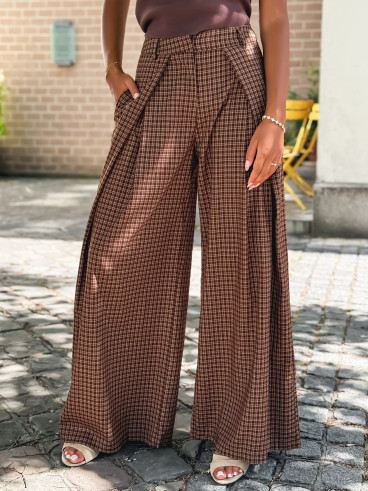 Pantalon à carreaux Pia - Chocolat Pantalon à carreaux Pia - Chocolat