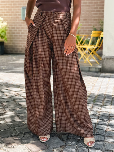 Pantalon à carreaux Pia - Chocolat Pantalon à carreaux Pia - Chocolat