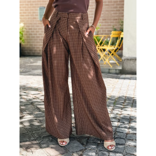 Pantalon à carreaux Pia - Chocolat