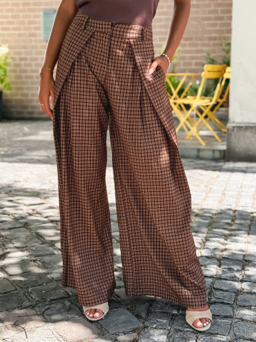 Pantalon à carreaux Pia - Chocolat Pantalon à carreaux Pia - Chocolat