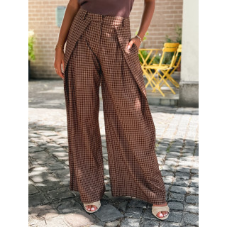 Pantalon à carreaux Pia - Chocolat