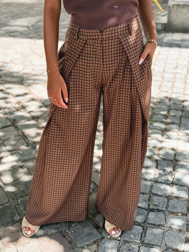 Pantalon à carreaux Pia - Chocolat Pantalon à carreaux Pia - Chocolat