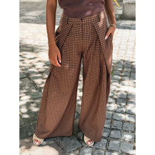 Pantalon à carreaux Pia - Chocolat