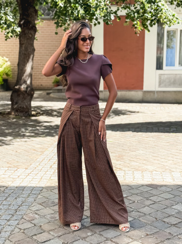 Pantalon à carreaux Pia - Chocolat Pantalon à carreaux Pia - Chocolat