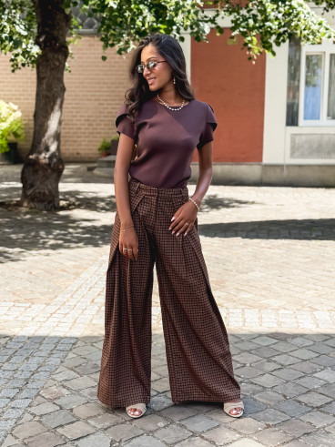 Pantalon à carreaux Pia - Chocolat Pantalon à carreaux Pia - Chocolat