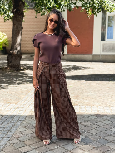 Pantalon à carreaux Pia - Chocolat Pantalon à carreaux Pia - Chocolat