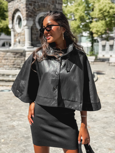 Cape en simili Wallis - Noir
