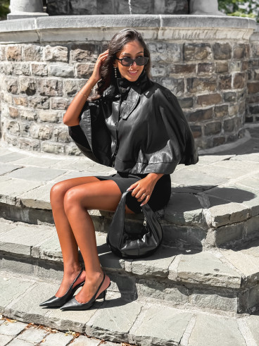 Cape en simili Wallis - Noir