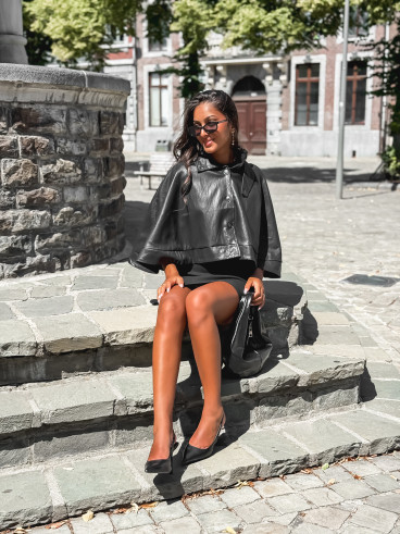 Cape en simili Wallis - Noir