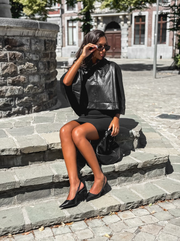 Cape en simili Wallis - Noir