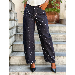 Jeans à pois Mélyna - Bleu foncé